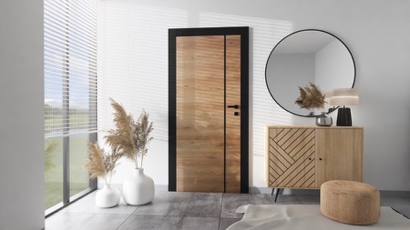 Interiérové dveře VASCO NERO GT – vizualizace moderního interiéru